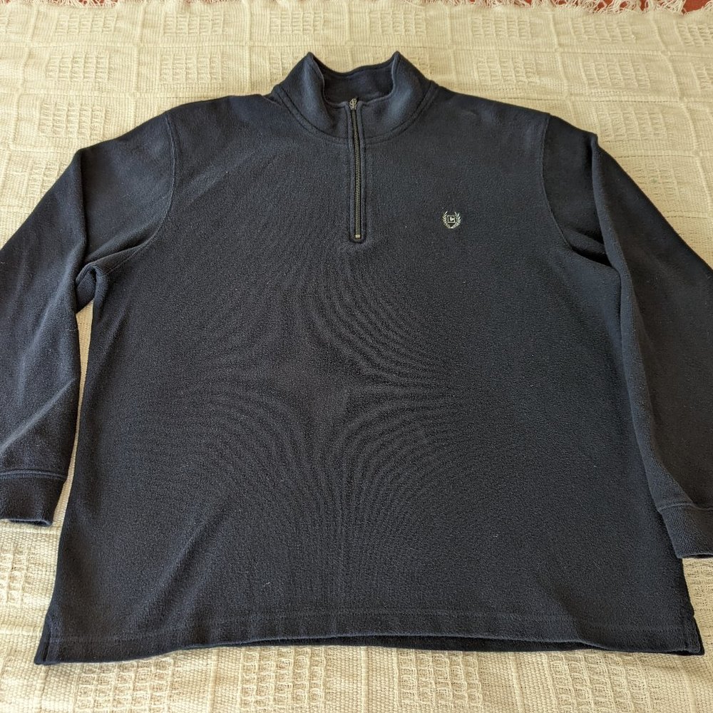 Chaps Men’s Pullover long sleeve 1/4 Zip sweatshirt Navy XL 100% Cotton